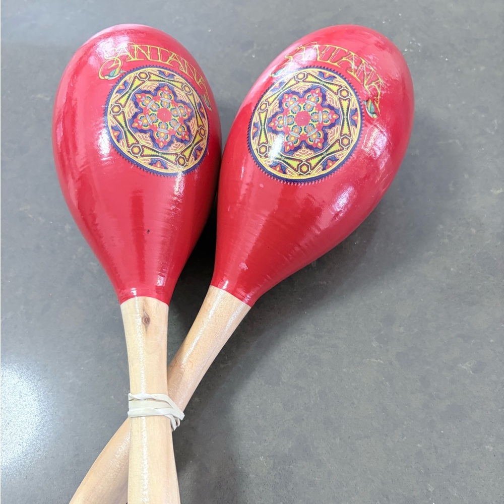Red Wooden Maracas Carlos Santana Rare